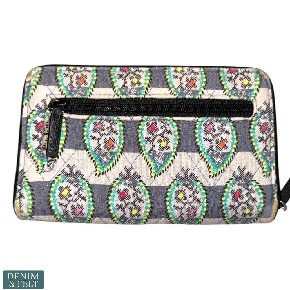 Vera‎ Bradley RFID Turnlock Wallet Paisley Stripe Quilted Aztec Full Zip Clutch